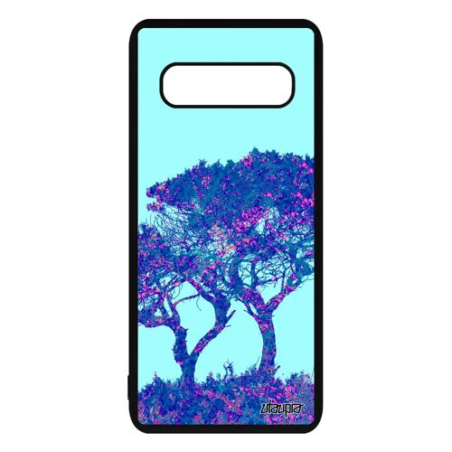 Coque pour S10 en silicone arbres 4G ecologie bleu ecolo nature feuilles antichoc design paysage zen de protection Samsung galaxy