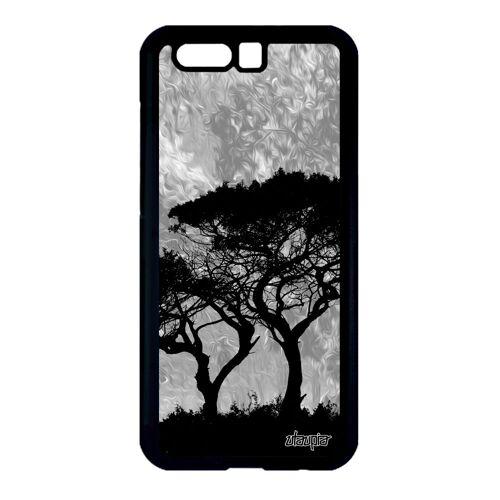 Coque Honor 9 Silicone Arbres Zen Personnalisé Ecologie Gris Ecolo Savane Feuilles Antichoc Design Peinture Paysage Made In France