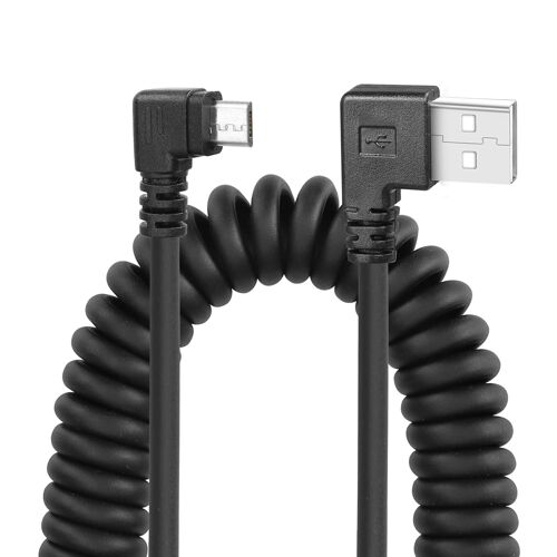 KALANKA-Câble micro USB enroulé à 90 degrés, câble de synchronisation et de charge USB 2.0 vers micro USB pour smartphone, tablette, chargeur mural de voiture (Deux fois à droite)