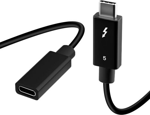KAL-Rallonge Cable Thunderbolt 5, 80 Gbps USB-C Mâle vers Femelle, 240W Charge, Prise en Charge de la Résolution d'Affichage 8K/16K@60Hz, Compatible avec Thunderbolt 4/3, USB 4.0, USB-C, 0.8m