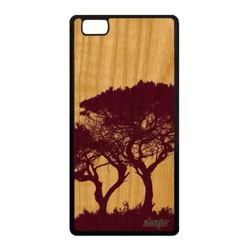 Coque Arbres Huawei P8 Lite 2015 Bois Naturel Silicone Nature Mobile Antichoc Zen Paysage Violet Design Ecolo Branche Peinture Case
