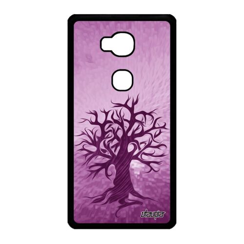 Coque pour Honor 5X silicone peinture arbre telephone nature de vie case violet artistique ecologie ecolo foret zen original motif