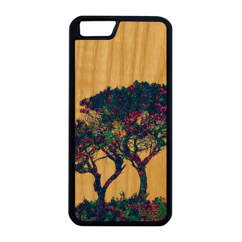 Coque Iphone 6 6s Plus Bois Silicone Arbres Case Feuilles Peinture Zen Ecolo Etui Bleu Design 4g Ecologie Paysage Fleurs Frêne