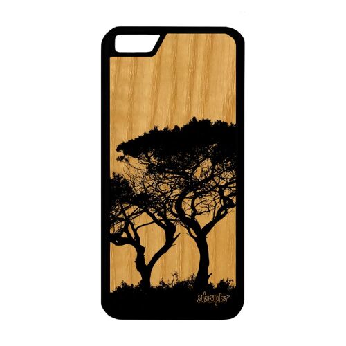 Coque Bois Silicone Antichoc Pour Iphone 6 6s Arbres Design Smartphone Feuilles Zen Portable Nature Peinture Branche Telephone