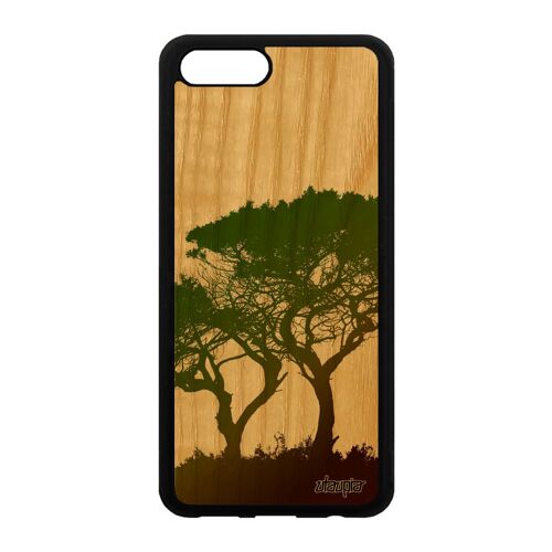Coque pour Honor V10/View 10 bois naturel silicone arbres motif marron branche design antichoc peinture feuilles ecologie gel ecolo