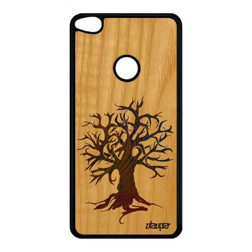 Coque Bois Naturel Huawei P9/P8 Lite 2017 Silicone Peinture Arbre Cover Jaune Nature Smartphone Caoutchouc Ecolo De Vie Etui Art