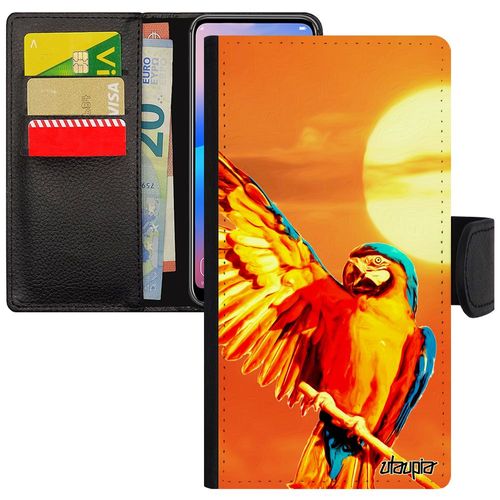 Coque Iphone 5 5s Se Portefeuille Perroquet Animal Design Orange Telephone Ciel Antichoc Animaux Oiseau Etui De Made In France Apple