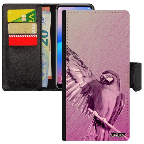 Coque Honor 7a À Rabat Perroquet Huawei Original Rose Oiseau Antichoc Tropical Effet Mobile Animal Texture Etui Design Telephone De
