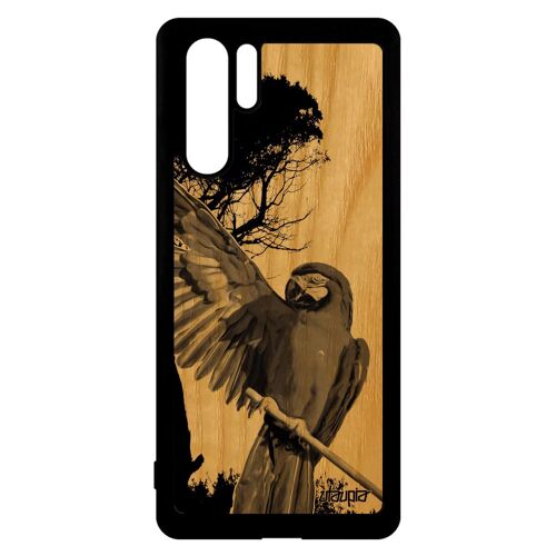 Coque Bois Naturel Huawei P30 Pro Silicone Perroquet Case Nature Perruche 4g Tropical Gris Animal Oiseau Etui Design Arbre Animaux