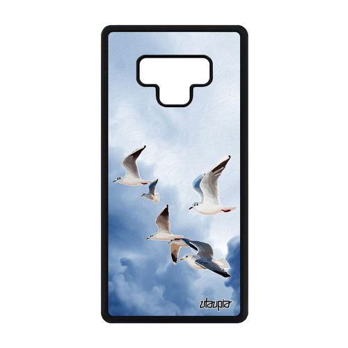Coque Silicone Samsung Galaxy Note 9 Oiseaux Mouettes Animaux Bleu Marin Design Nuage Nature Portable Animal Mer Telephone 4g Ciel