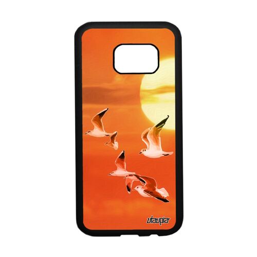 Coque En Silicone Samsung S7 Oiseaux Mouettes Animaux Animal 4g Ciel Portable Marin Mer De Protection Alu Couché De Soleil Galaxy