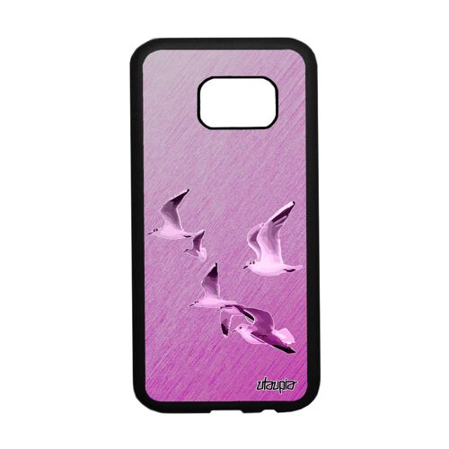 Coque Samsung S7 silicone oiseaux mouettes effet animal design etui original aluminium marin housse nature rose texture mer galaxy