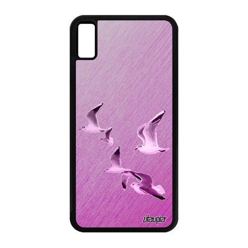 Coque antichoc iPhone XS Max en silicone oiseaux mouettes TPU effet original nature animal marin texture housse rose 4G mer