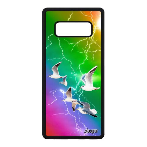 Coque Note 8 Silicone Oiseaux Mouettes Design Eclair Mer Case Animal Animaux Cover Marin Nature Arc En Ciel Orage De Samsung Galaxy
