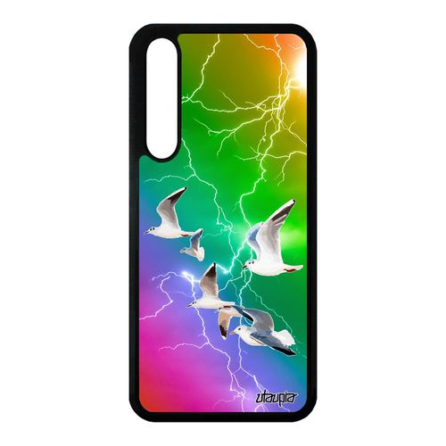 Coque Silicone Oiseaux Mouettes Pour Huawei P20 Pro Jaune Nature Eclair Clt-L09 Arc En Ciel Animaux Orage Multicolore Mer Animal 4g