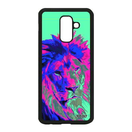 Coque lion A6 Plus 2018 silicone rigide fauve roi lionne portable A6+ peinture pop art violet TPU motif street art de Samsung galaxy