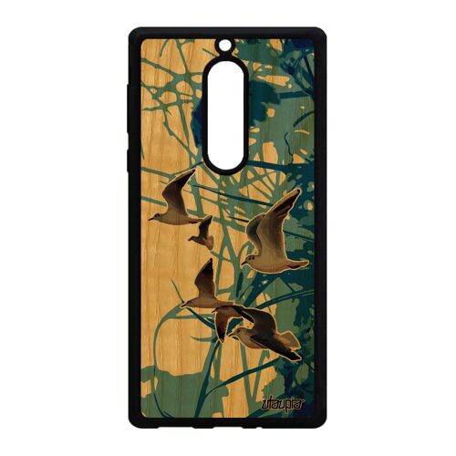 Coque Bois Nokia 5 Silicone Oiseaux Mouettes Personnalisé Nature Marin Cover Feuilles Design Case Mer Housse Animal Bleu Souple De