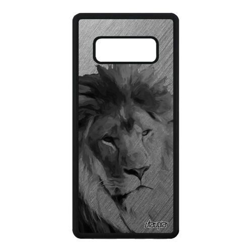 Coque Note 8 Silicone Lion Portable Lionne Texture Design Fauve Animaux Nature Effet Gris Felin Dessin Telephone Roi Samsung Galaxy