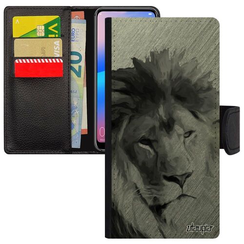 Coque Pour Mate 10 Lite Portefeuille Lion Smartphone Leather De Protection Roi Animal Felin Design Effet Nature Etui Texture Huawei
