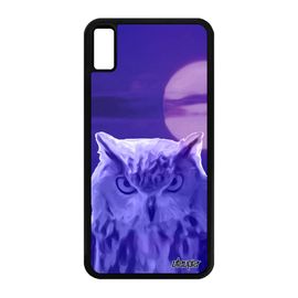 Coque Silicone Hibou Pour Iphone Xs Max Etui Design Oiseau Case Bleu Chouette Animaux Dessin Animal Personnalisé Lune Ciel De