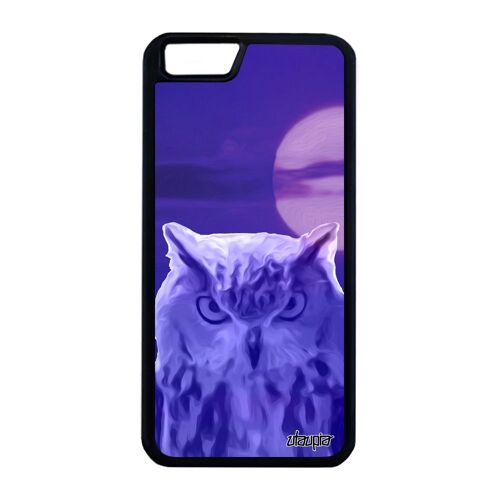 Coque iPhone 6 6S Plus silicone hibou housse animaux ciel etui bleu design rigide animal oiseau chouette bumper telephone lune