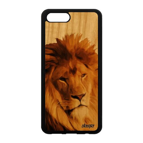Coque bois naturel lion Honor V10/View 10 silicone lionne 4G fauve nature etui animaux roi animal beige Huawei peinture design case