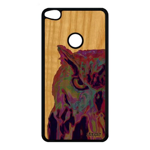 Coque bois antichoc pour Huawei P8/P9 Lite 2017 silicone hibou cover violet chouette oiseau animal design portable souple rigide de