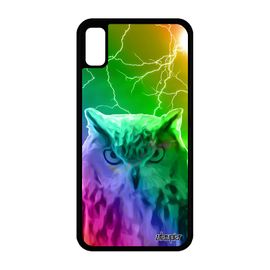Coque Pour Iphone Xr Silicone Hibou Metal Orage Animal Oiseau Arc En Ciel De Protection Chouette Original Eclair Jaune Housse