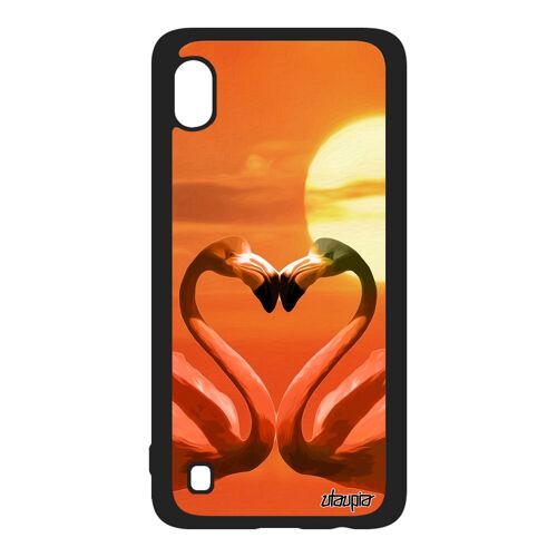 Coque pour A10 silicone flamand rose afrique amour personnalisé couché de soleil oiseau pas cher romantique etui ciel Samsung galaxy