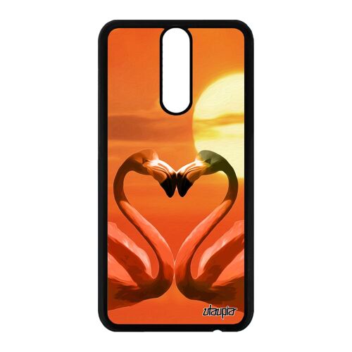 Coque Huawei Mate 10 Lite Silicone Flamand Rose Oiseau CUr Animal Noir Animaux Design 4g Amour Couché De Soleil Afrique Romantique