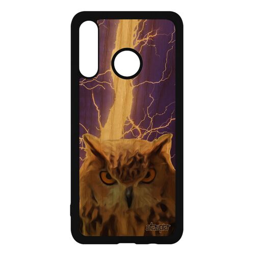 Coque Bois De Protection Huawei P30 Lite Silicone Hibou Animal Eclair 4g Oiseau Peinture Souple Design Chouette Animaux Orage Violet