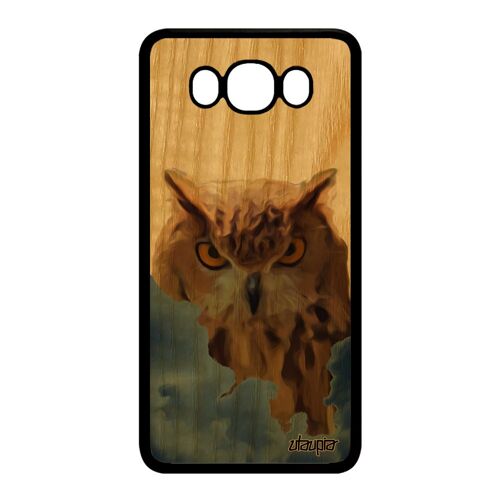 Coque J7 2016 bois silicone hibou smartphone nuage gris de protection bumper design animaux ciel animal oiseau case Samsung galaxy