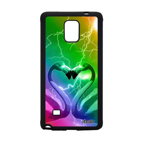 Coque Silicone Flamand Rose Samsung Galaxy Note 4 Jaune Eclair Dessin Love Orage Amour 4g Metal Case Gel Multicolore Housse Animaux