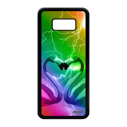 Coque Samsung S8 Plus silicone flamand rose cur love multicolore amour portable eclair animaux oiseau alu orage animal etui galaxy