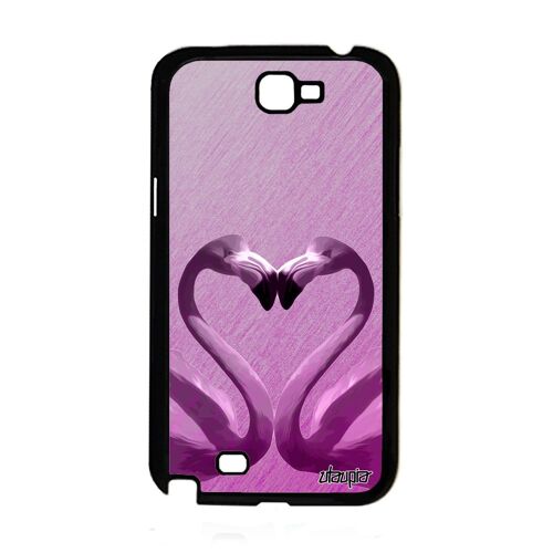 Coque Note 2 silicone flamand rose antichoc animaux oiseau design love echassier animal coeur amour gel made in France Samsung galaxy