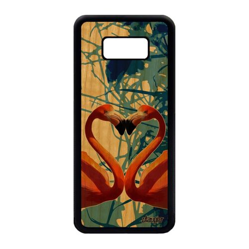 Coque Bois Silicone Samsung S8 Plus Flamand Rose Solide Amour Tpu Animaux Nature Mobile Romantique Love Telephone Oiseau Noir Galaxy