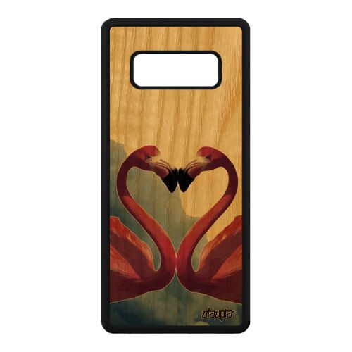 Coque En Bois Silicone Note 8 Flamand Rose Oiseau Love Animaux Noir Design CUr Telephone Case Amour Animal Dessin De Samsung Galaxy
