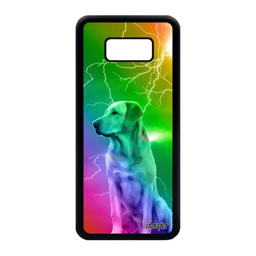 Coque S8 Plus silicone chien chiot arc en ciel design eclair SM-G955F jaune orage multicolore animaux de protection Samsung galaxy