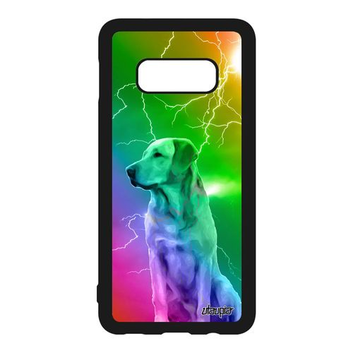 Coque Antichoc Pour Samsung Galaxy S10e Silicone Chien Arc En Ciel Golden Retriever Orage Design Chiot Animaux Labrador Metal Jaune