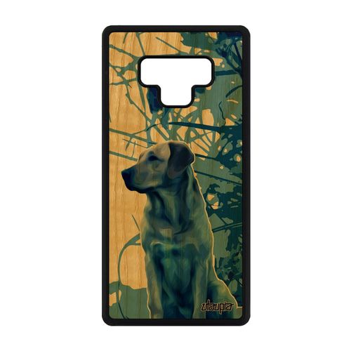 Coque Pour Samsung Galaxy Note 9 Bois Silicone Chien Labrador Golden Retriever Portable Chiot Bleu Canin Feuilles Pas Cher Mobile De