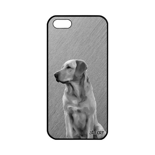 Coque Pour Iphone 5 5s Se Silicone Chien Etui Design Chiot Original Animaux Labrador Rigide Effet Portable Gris Texture Animal Apple
