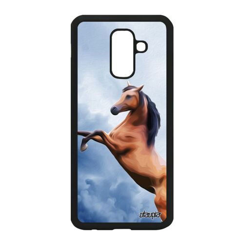 Coque pour Samsung A6 Plus 2018 silicone cheval SM-A605FN smartphone housse noir pas cher poney animaux design nuage animal galaxy