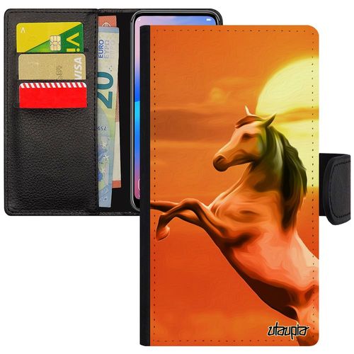 Coque Pour Iphone 12 Mini À Rabat Portefeuille Cheval Equitation Design Telephone Poney Orange Leather Antichoc Animaux Rigide
