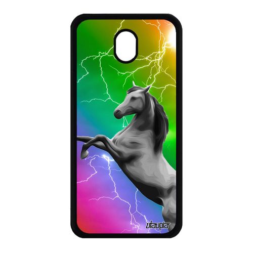 Coque Cheval Galaxy J7 2017 Pro Silicone Animal Jaune Motif Animaux Equitation Housse Design Mobile Orage Multicolore Eclair Samsung