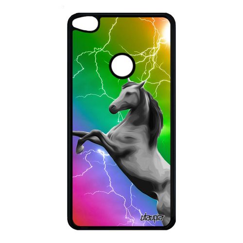 Coque Huawei P9/P8 Lite 2017 Silicone Cheval 4g Animal De Protection Bumper Eclair Orage Arc En Ciel Jaune Equitation Poulain Poney