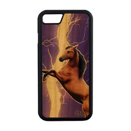Coque De Protection Pour Iphone 8 En Bois Et Silicone Cheval Violet Animal Original Mobile Poney Equitation Poulain Tpu Eclair
