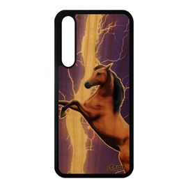 Coque En Bois Pour Huawei P20 Pro Silicone Cheval Poney Eclair Animal Clt-L09 Orage Animaux Portable 4g Violet Poulain Design Souple