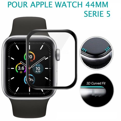 Verre Trempé 3d Noir Protection Écran Totale Intégrale Apple Watch Série 5 44mm