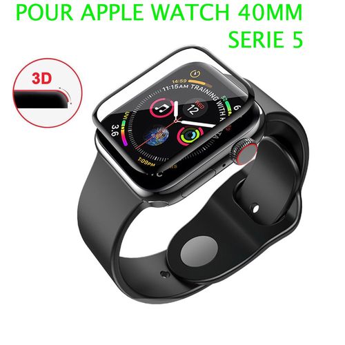 Verre Trempé 3d Noir Protection Écran Totale Intégrale Apple Watch Série 5 40mm