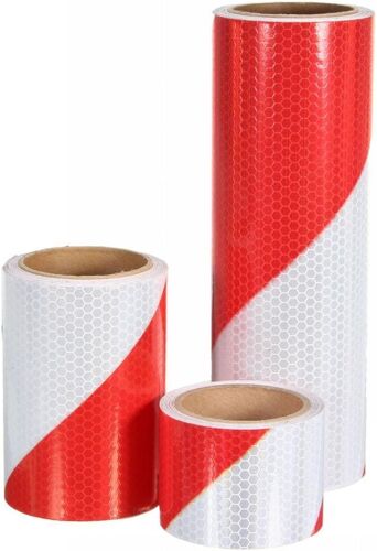 Ruban Autocollant Avec Bandes Réfléchissantes Biaisées Rouges Et Blanches Pour La Mise En Garde De La Circulation Et Plus De, 1 Pce De 10cm